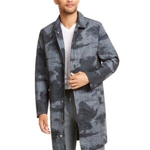 Alfani Men’s Moody Foggy Forest Black Gray Trench Coat Small
